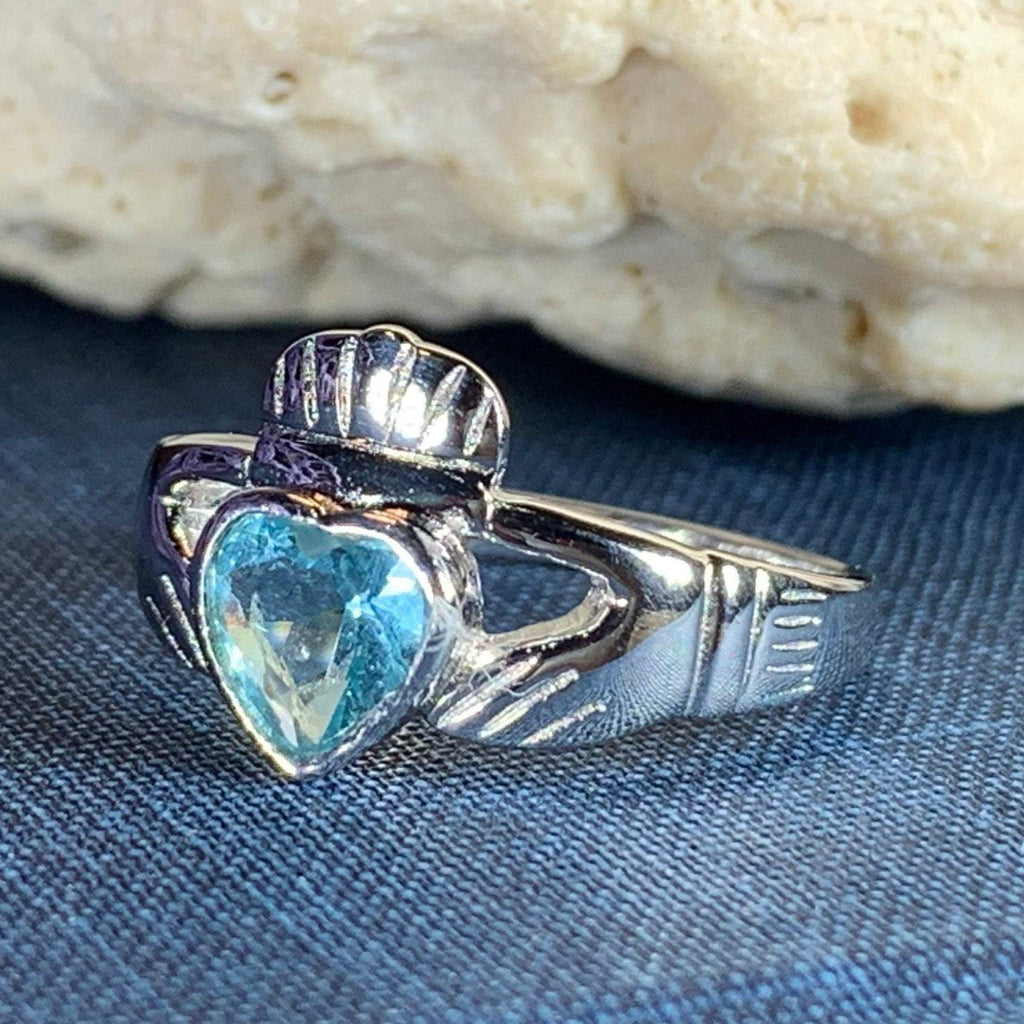 Blue Topaz Claddagh Ring