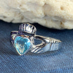 Blue Topaz Claddagh Ring