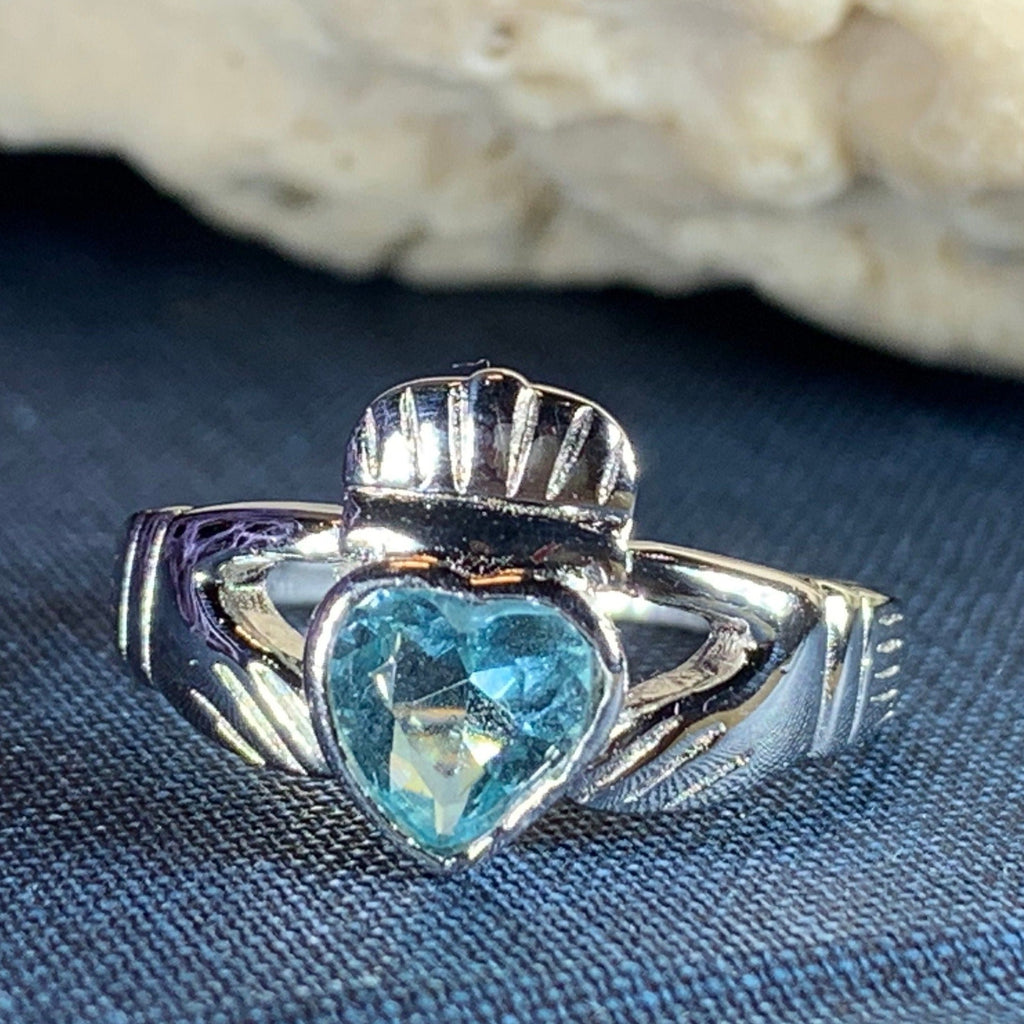 Blue Topaz Claddagh Ring