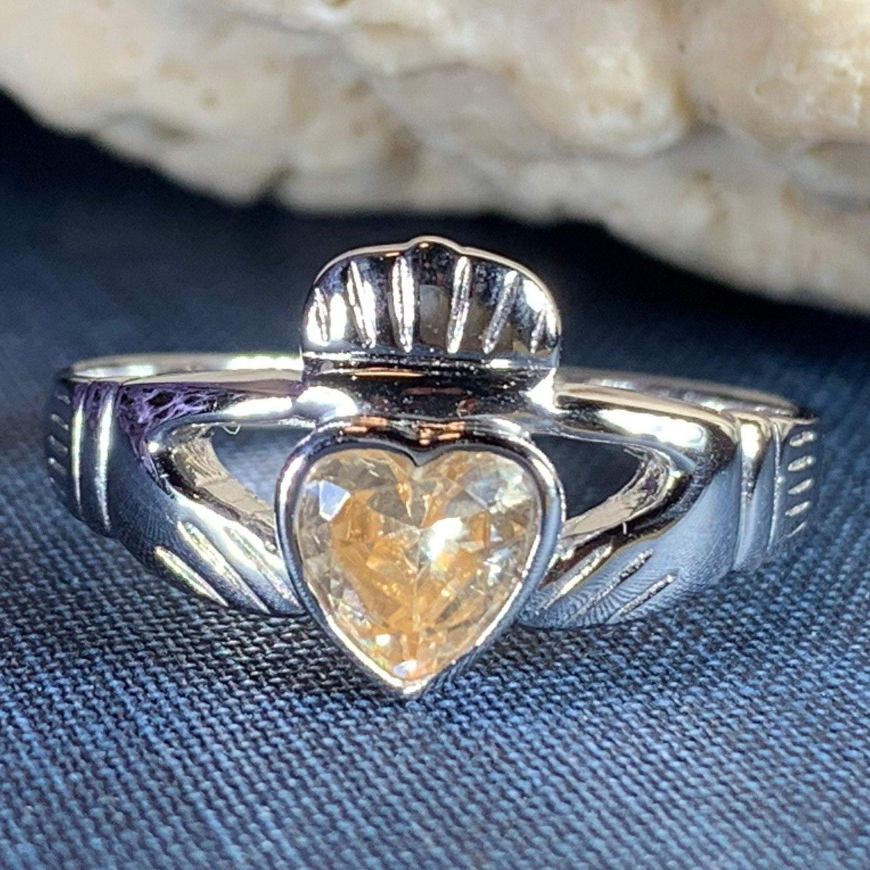 Champagne Diamond Claddagh Ring