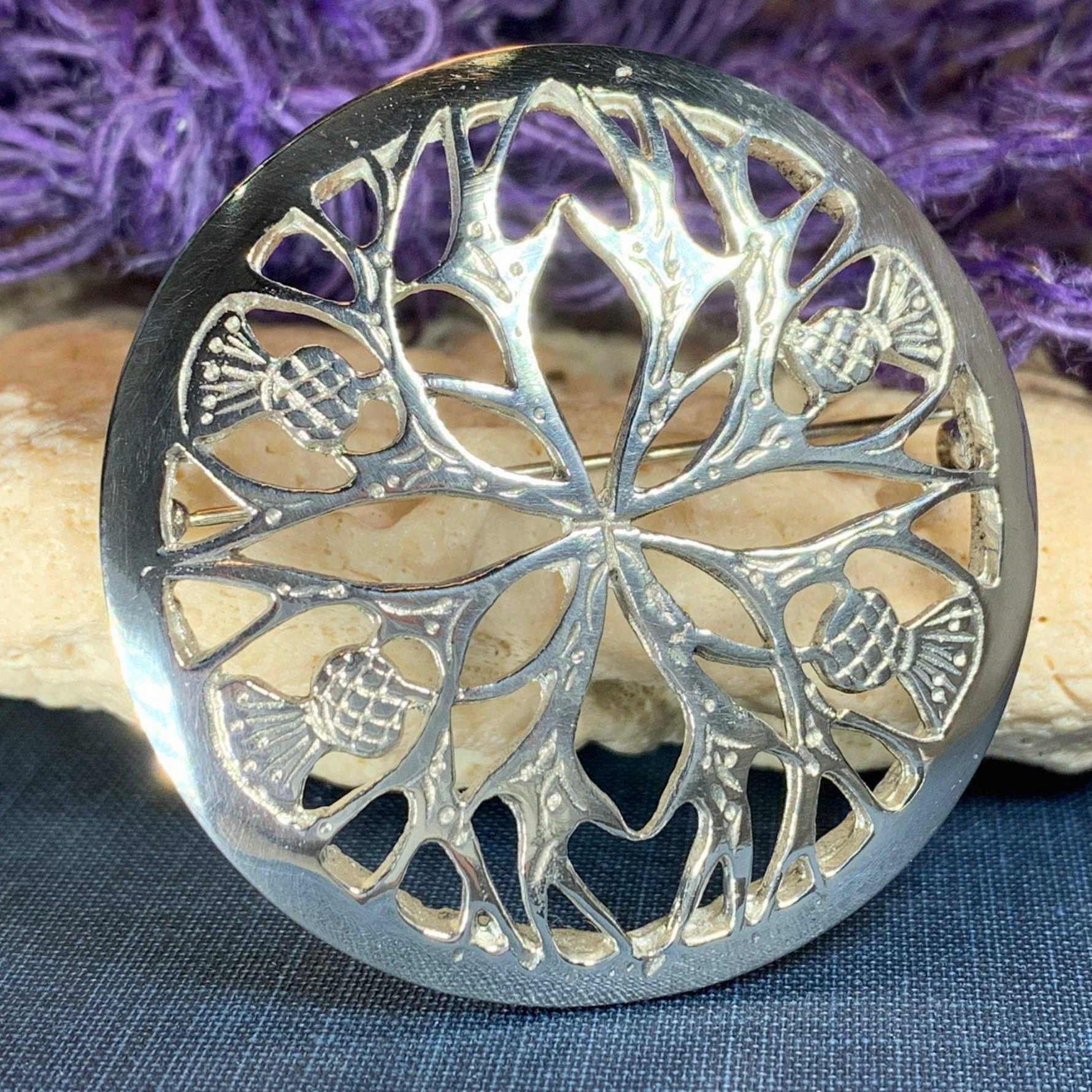 Scottish Thistle Pewter Brooch