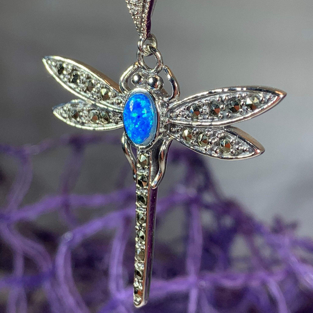 Opal Dragonfly Necklace