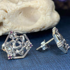 Amethyst Trinity Knot Stud Earrings
