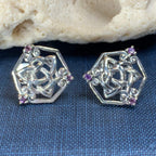 Amethyst Trinity Knot Stud Earrings