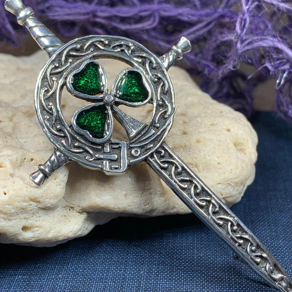 Shamrock Sword Kilt Pin
