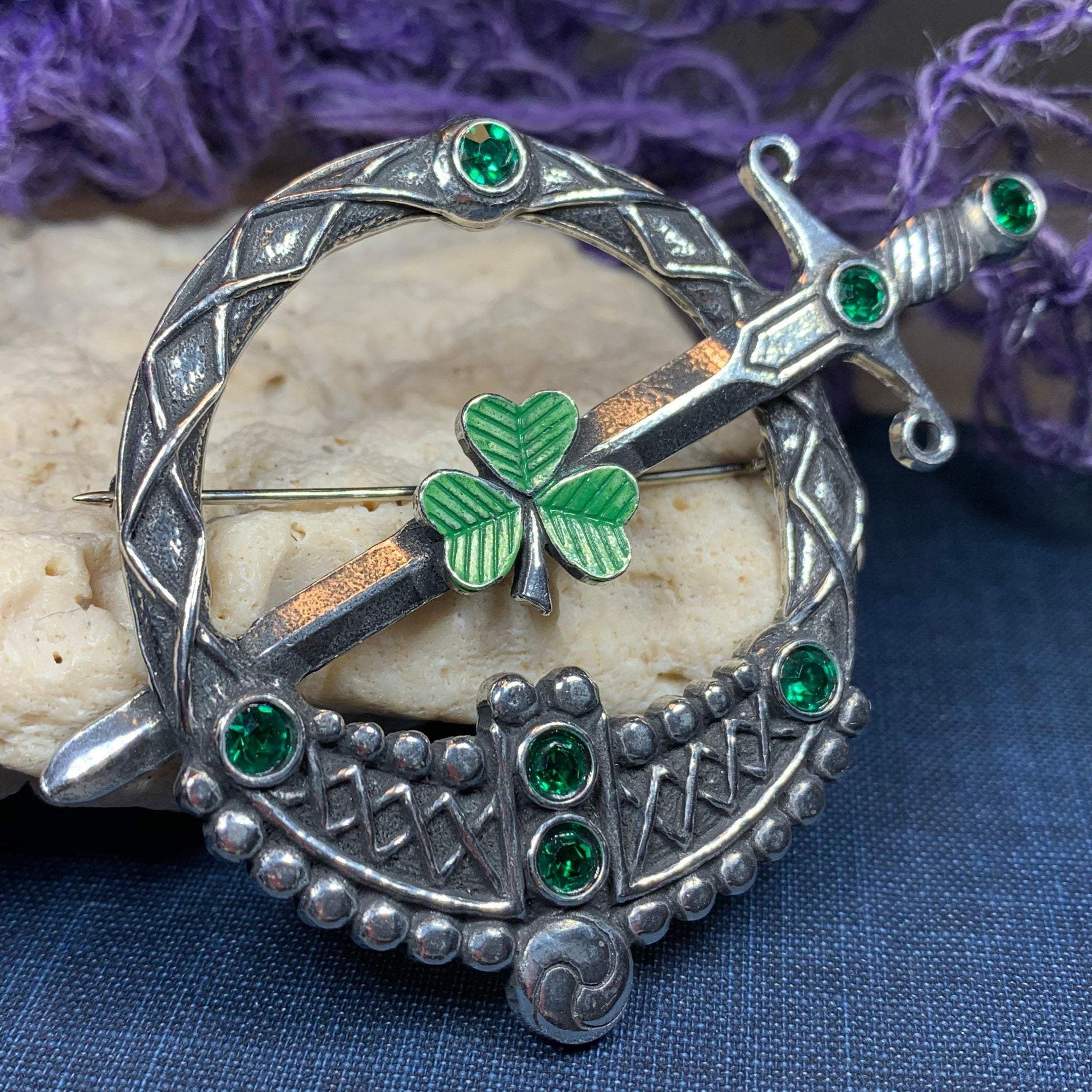 Irish Shamrock Shield Kilt Pin