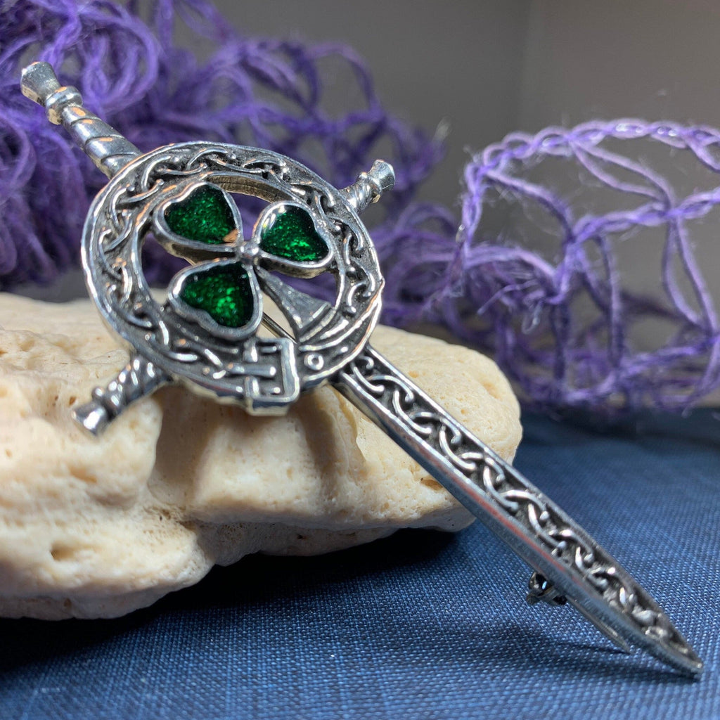 Shamrock Sword Kilt Pin