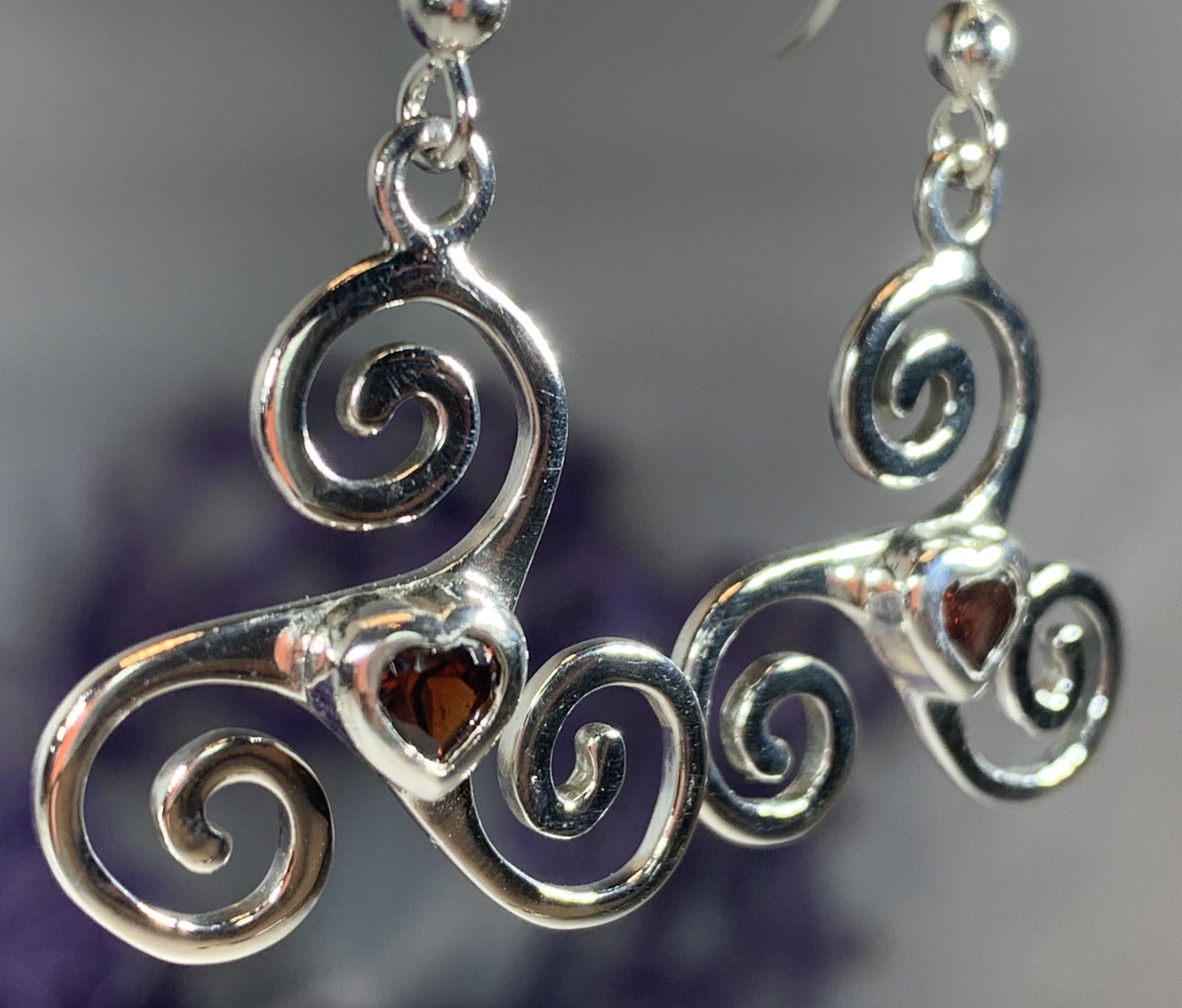 Triple Spiral Heart Earrings