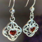 Heart Gemstone Trinity Knot Earrings