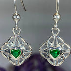 Heart Gemstone Trinity Knot Earrings
