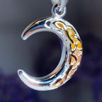 Tri-Color Crescent Moon Necklace