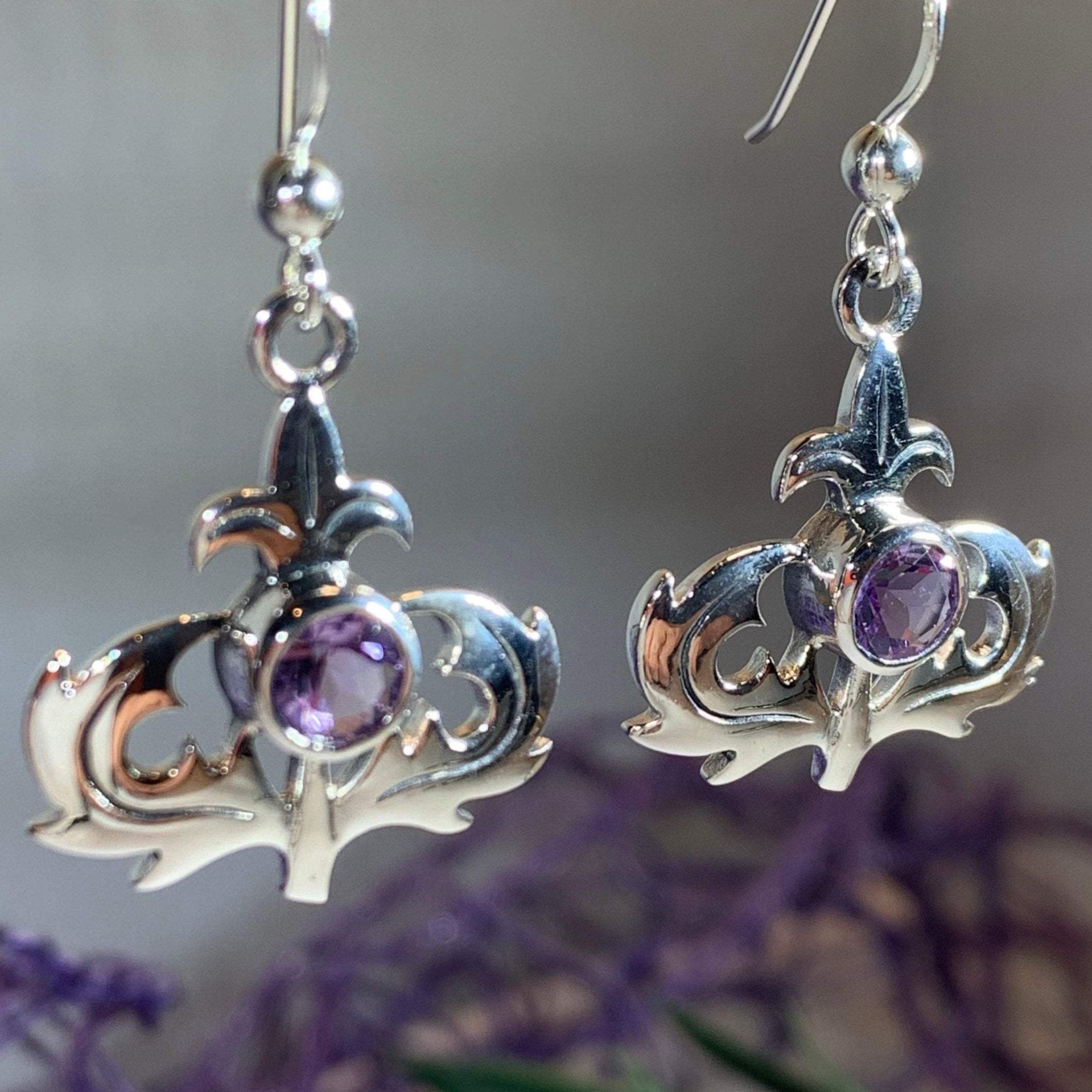 Amethyst Thistle Earrings
