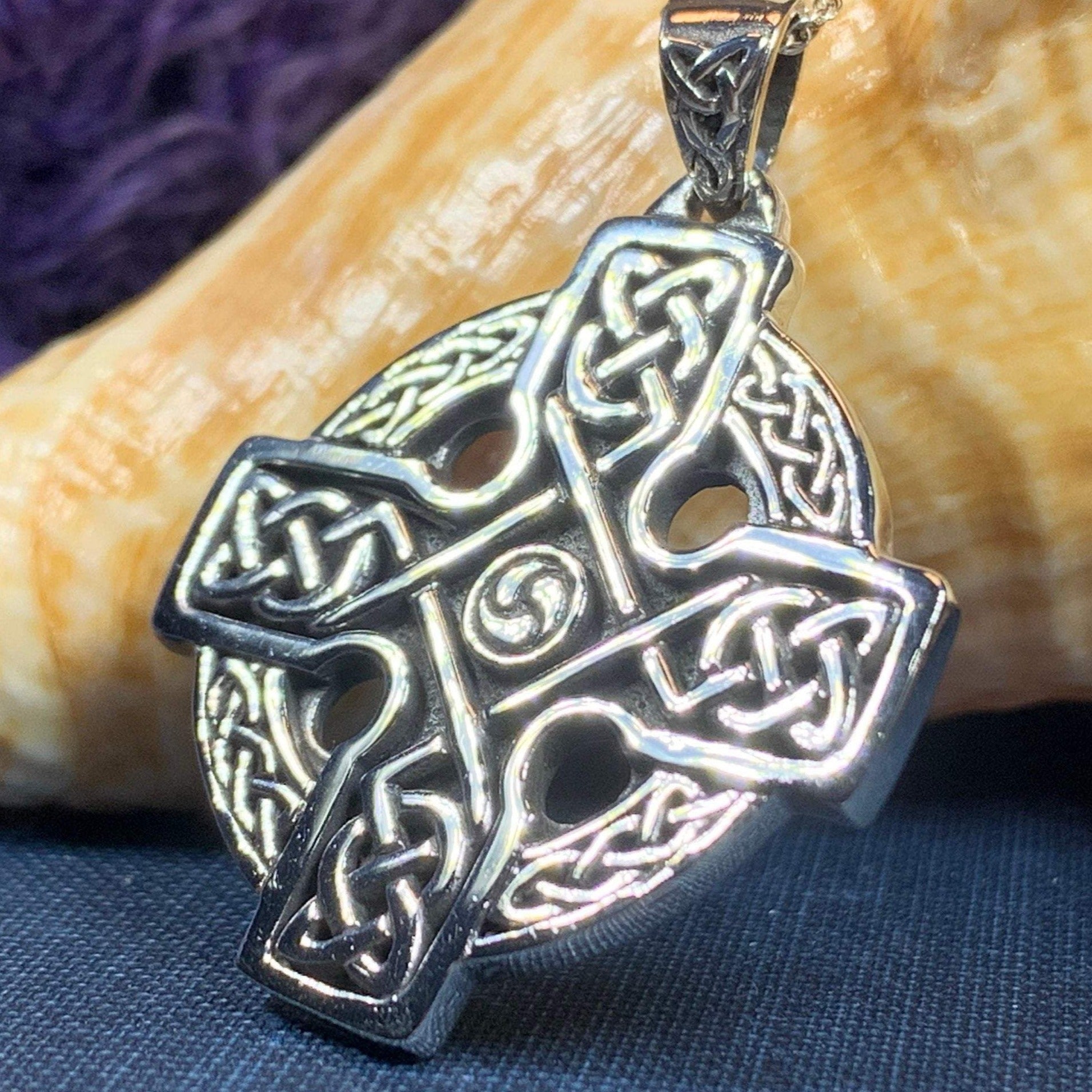 Lyre Celtic Cross Necklace