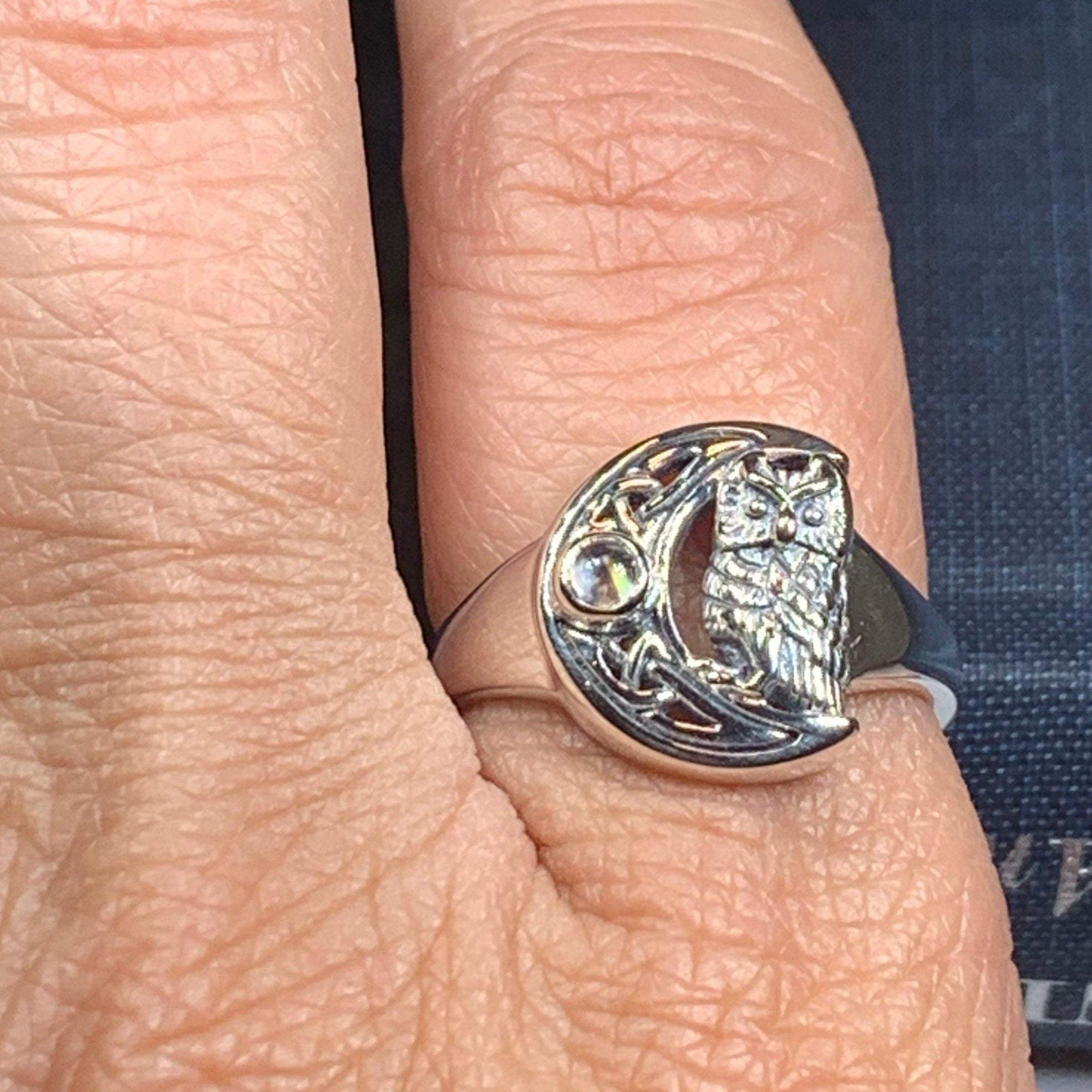 Celtic Owl Moon Ring