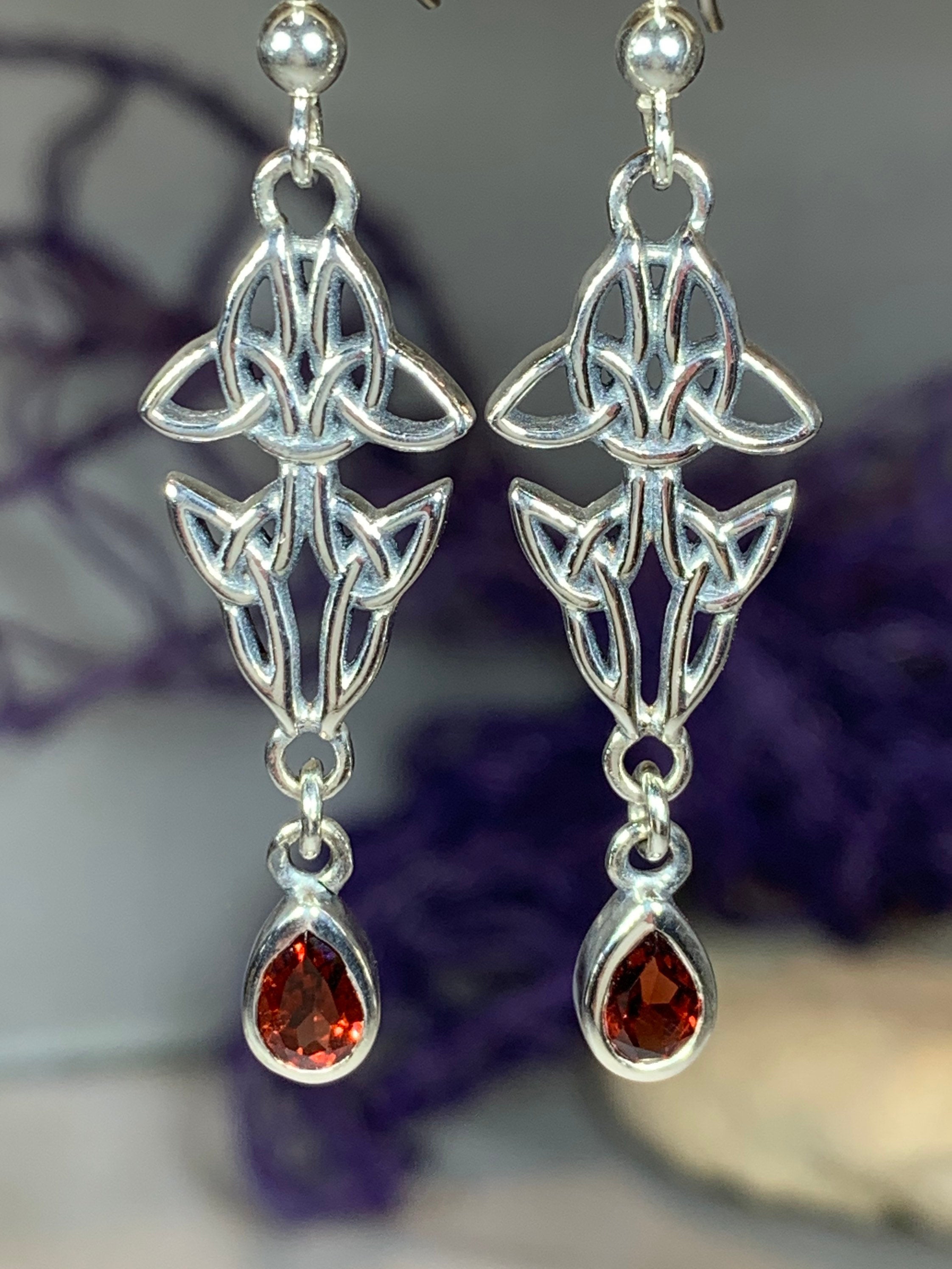 Artisan Long Trinity Knot Earrings