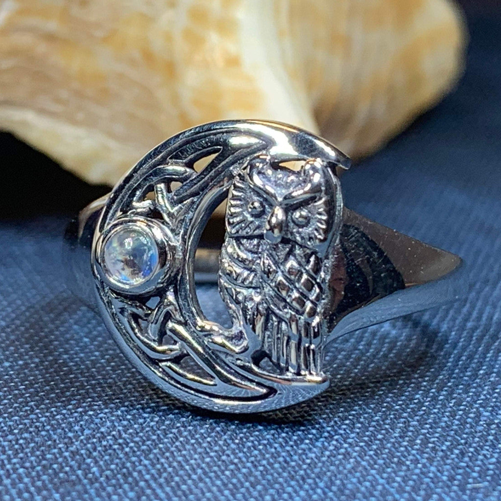 Celtic Owl Moon Ring