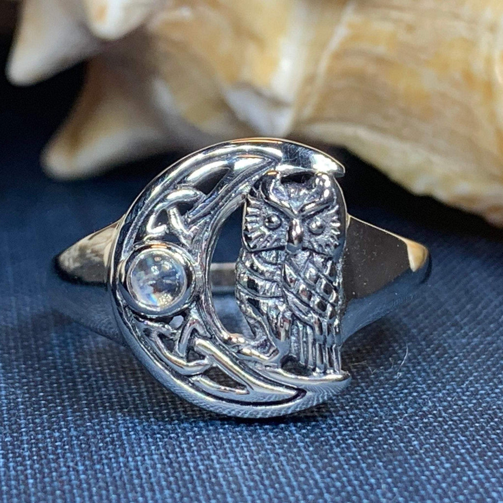 Celtic Owl Moon Ring