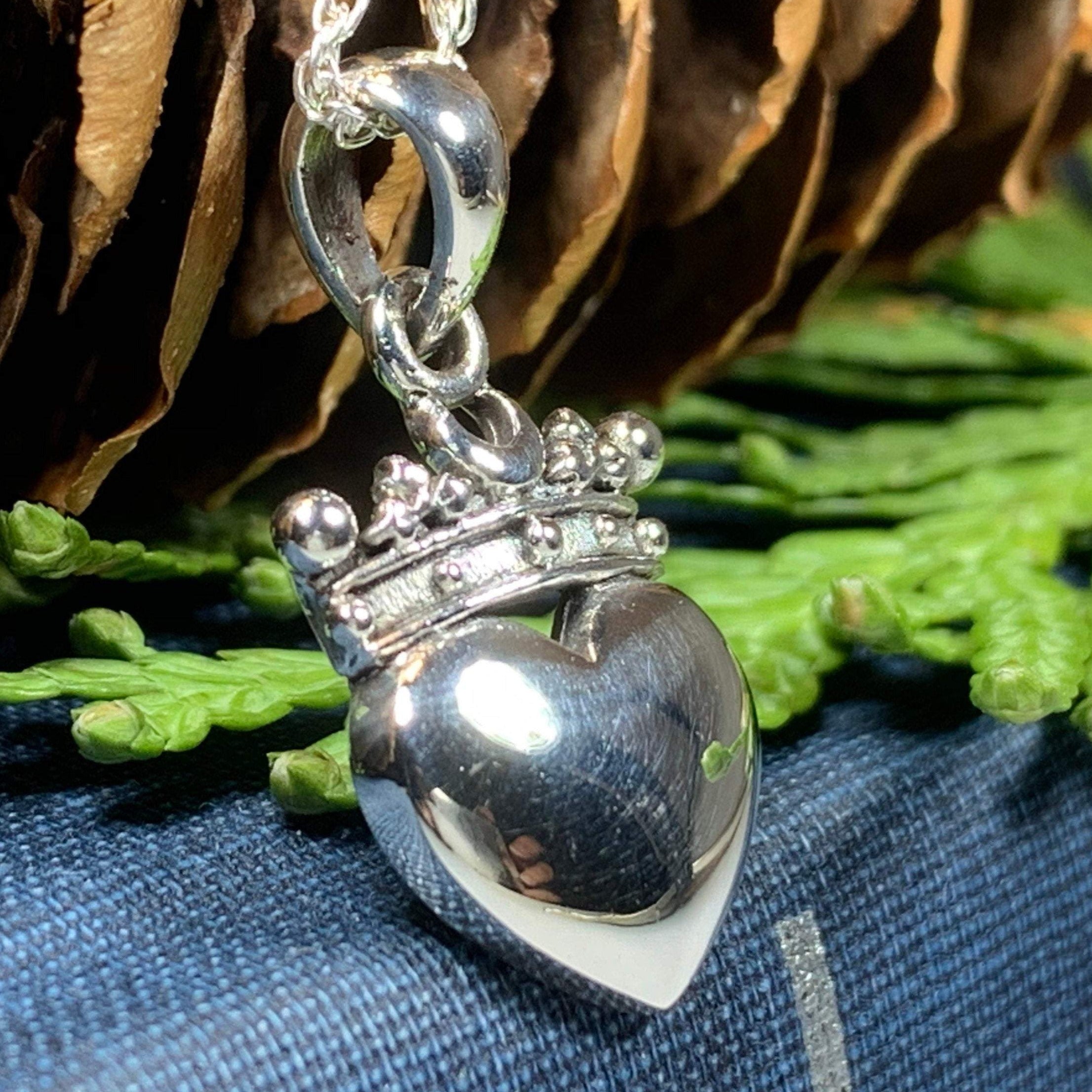 Crescent Moon Claddagh Necklace