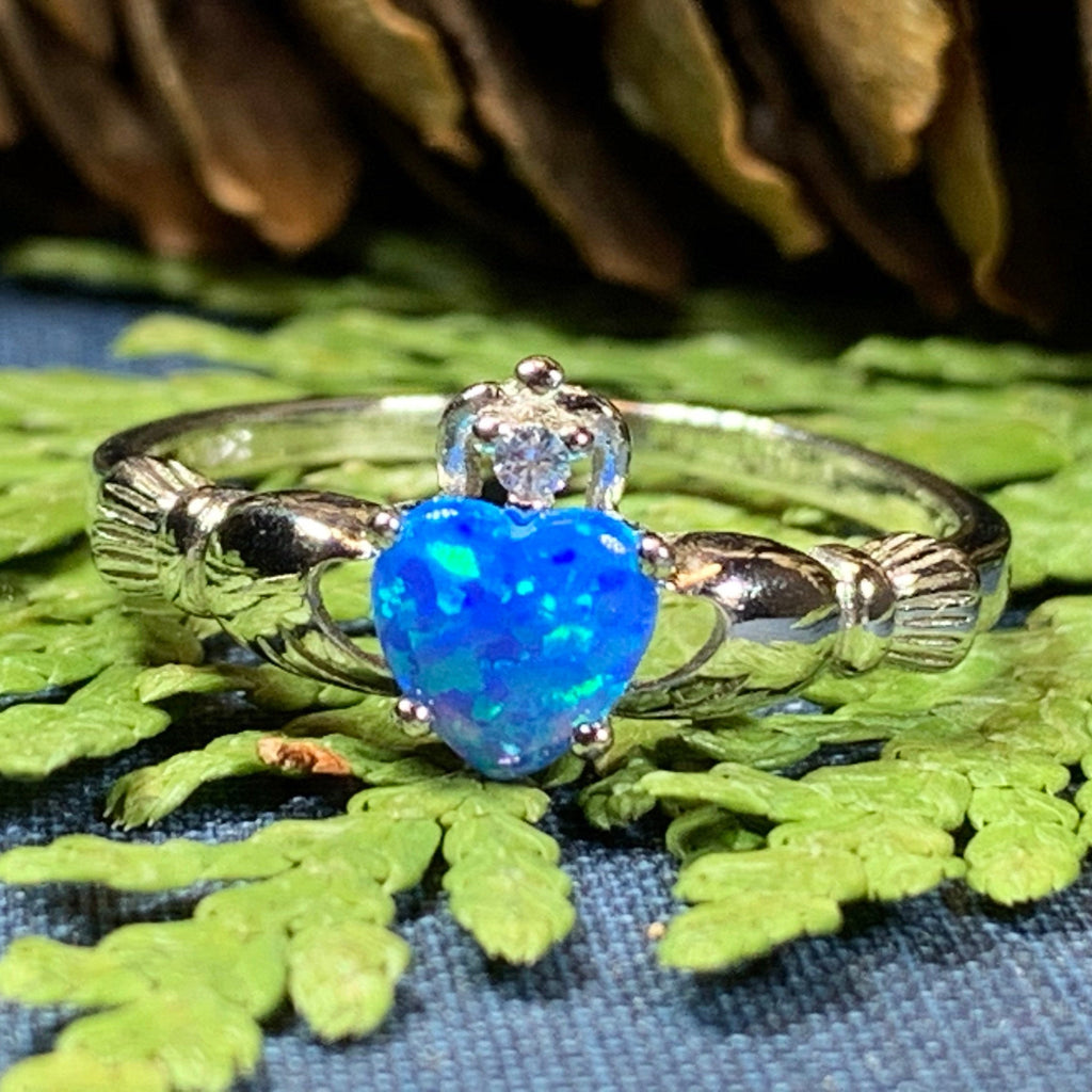 Erline Claddagh Blue Opal Ring