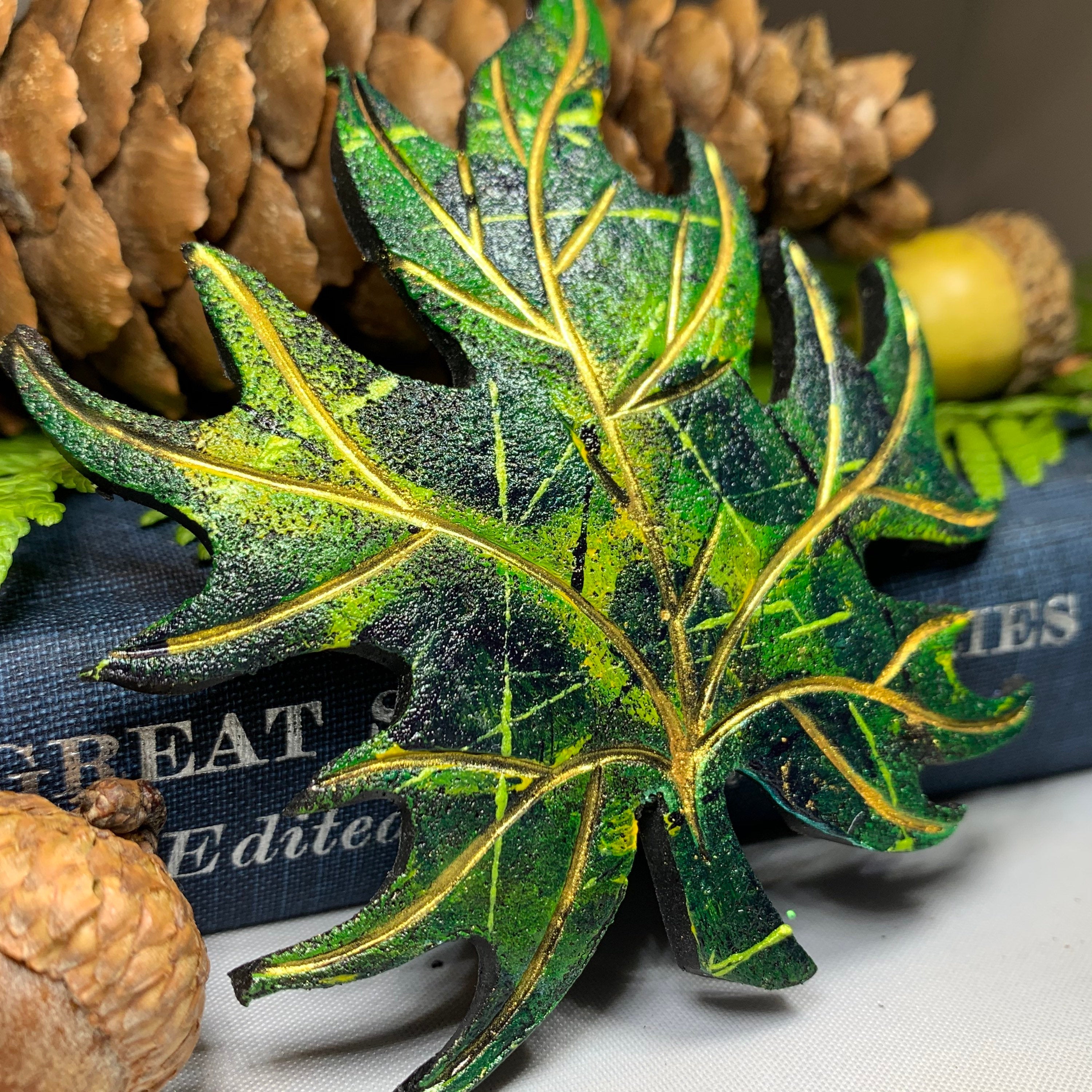 Splatter Maple Leaf Pin