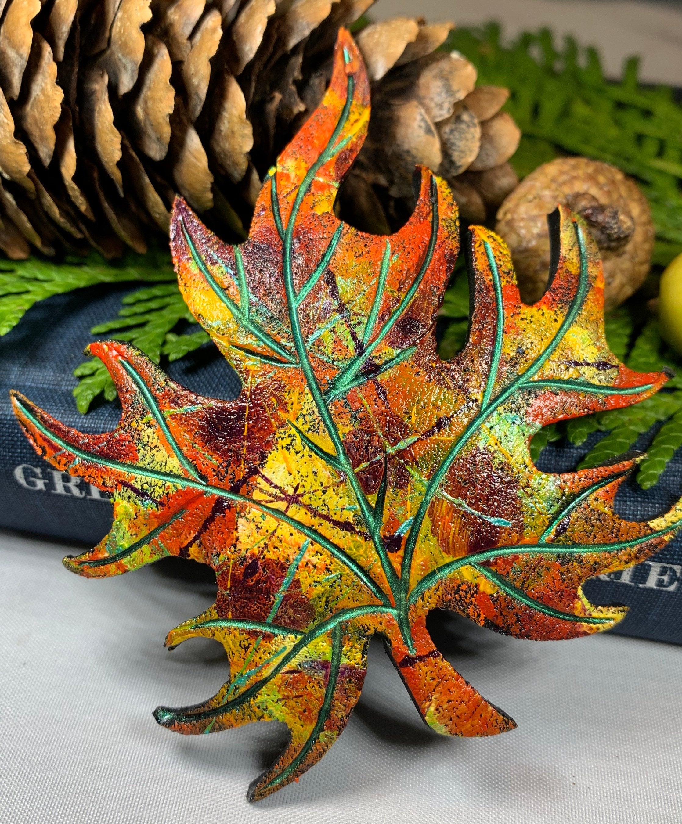 Splatter Maple Leaf Pin