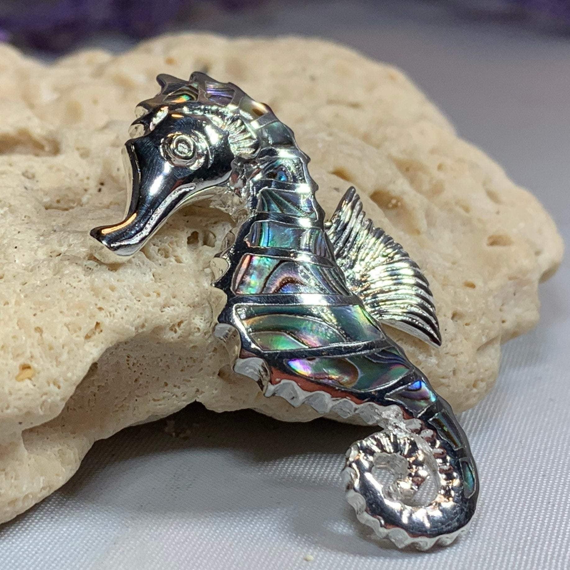 Abalone Seahorse Necklace