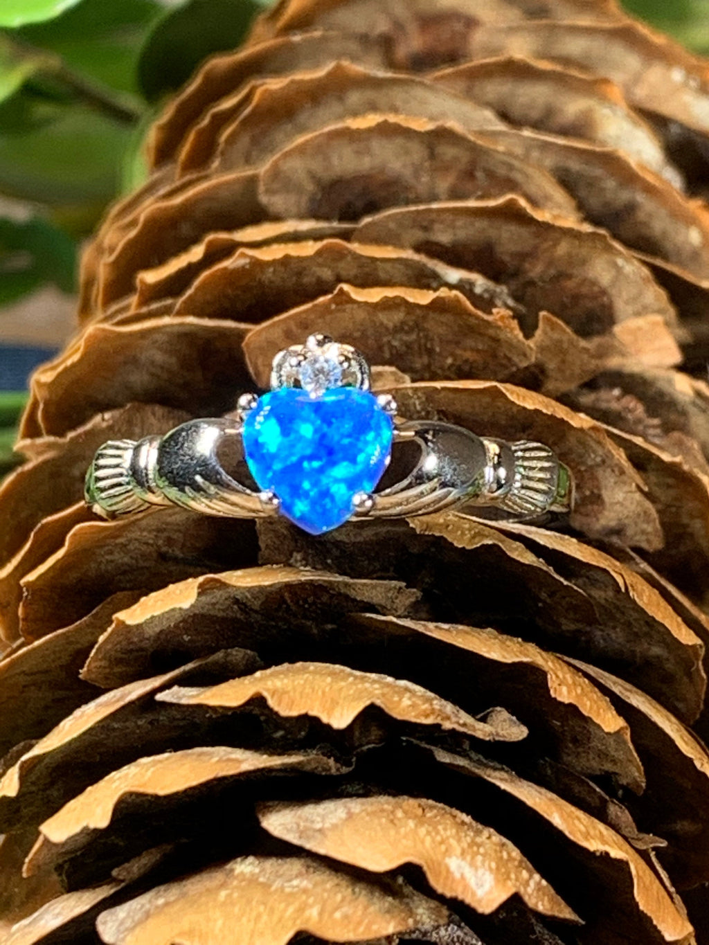 Erline Claddagh Blue Opal Ring