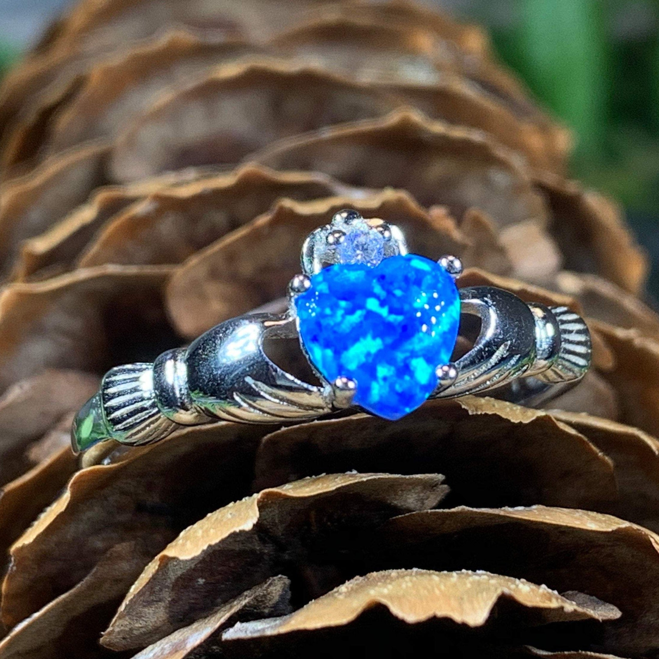 Erline Claddagh Blue Opal Ring