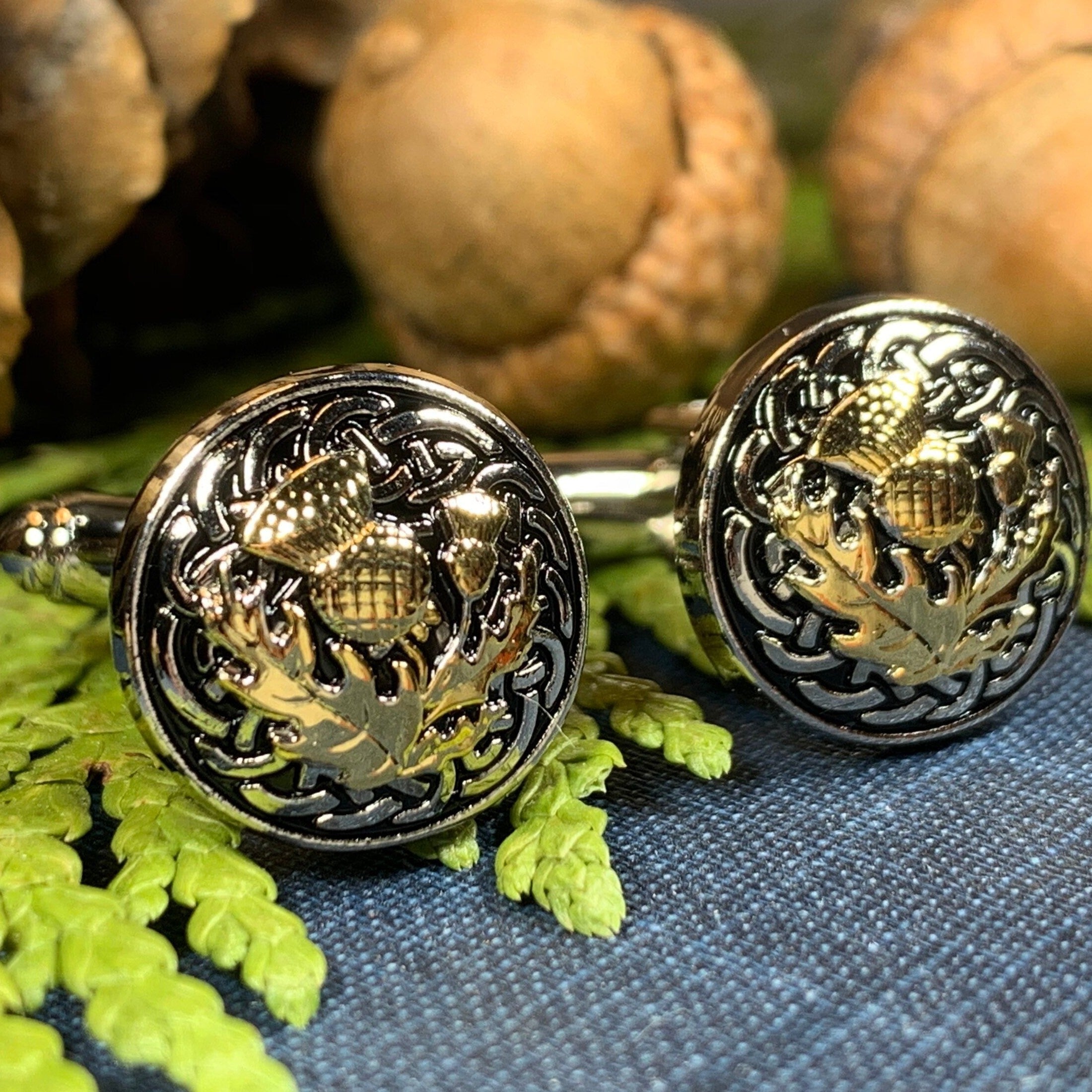 Golden Thistle Cuff Links