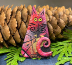 Whimsical Sitting Cat Brooch