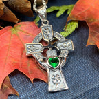 Irish Love Shamrock Claddagh Cross Necklace