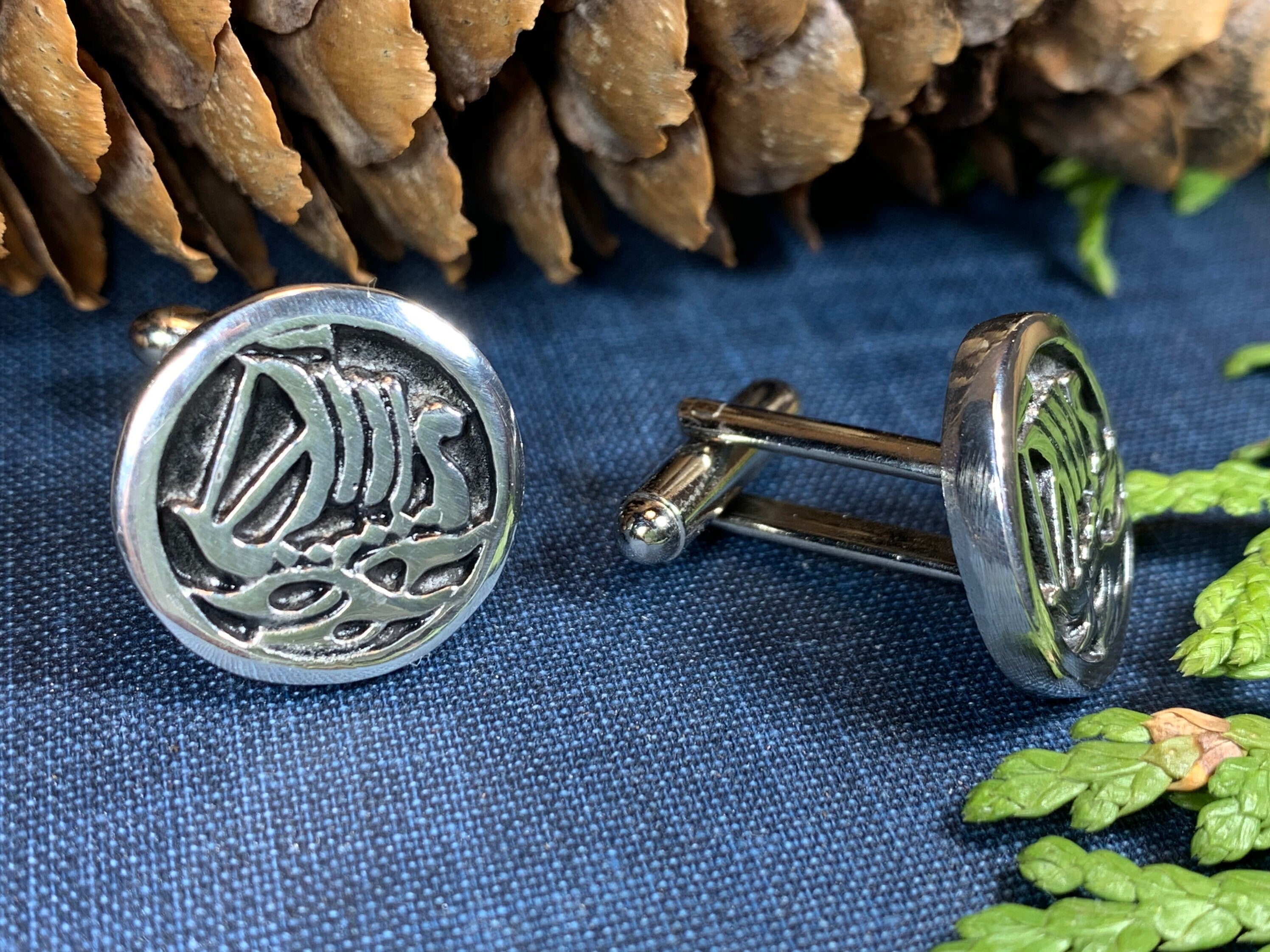 Viking Ship Pewter Cuff Links