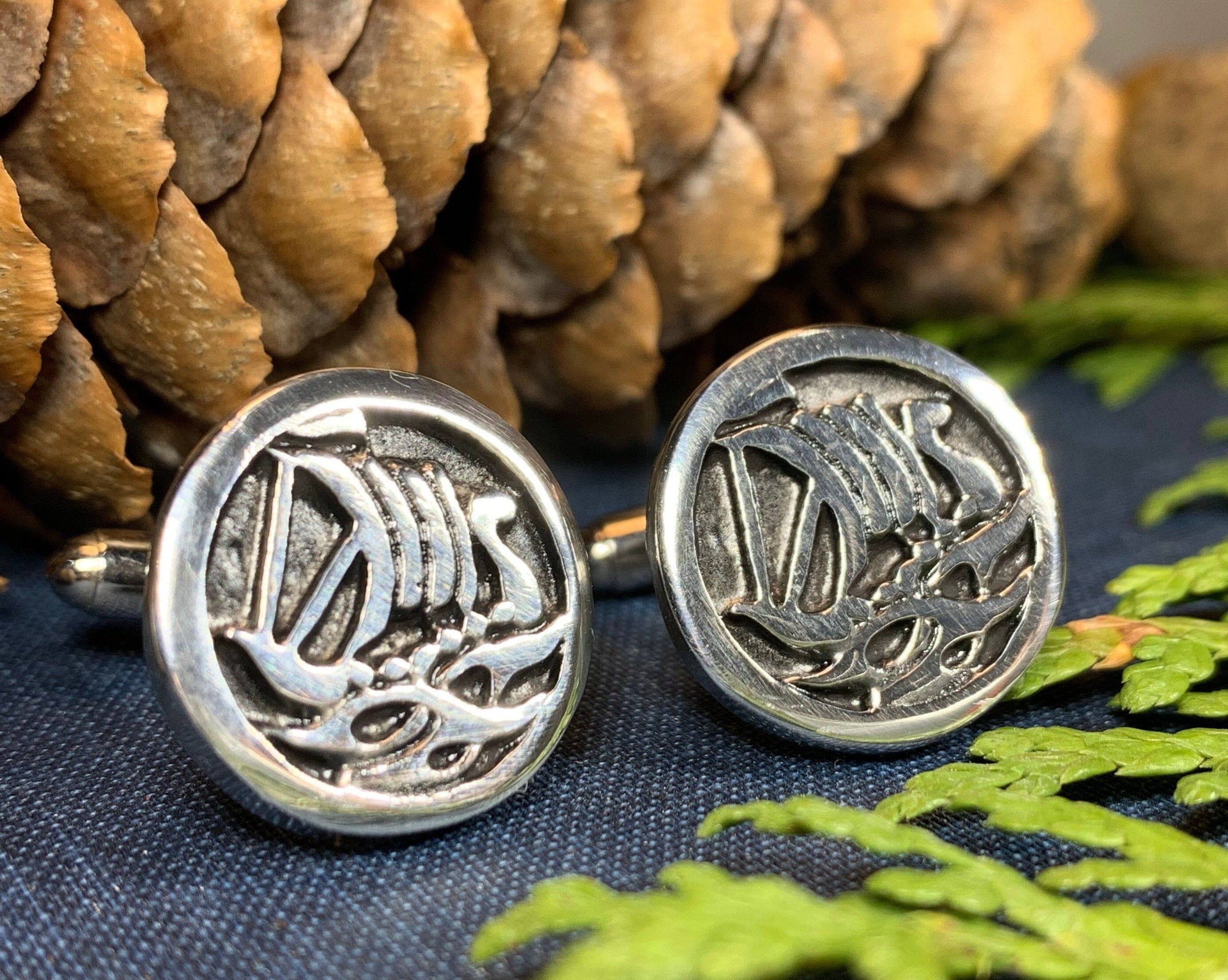 Viking Ship Pewter Cuff Links