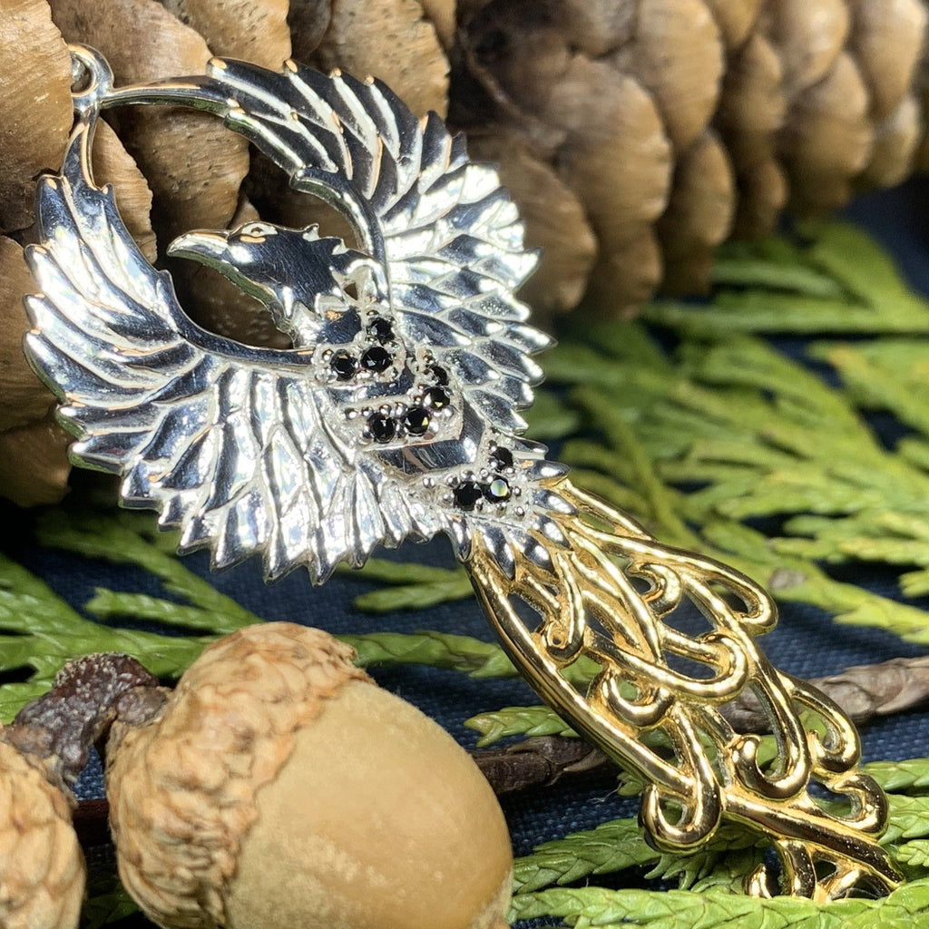 Golden Fire Phoenix Necklace