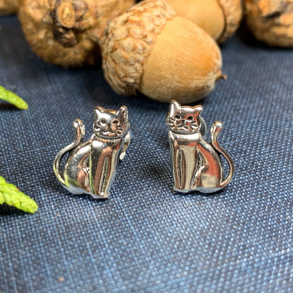 Curious Cat Stud Earrings