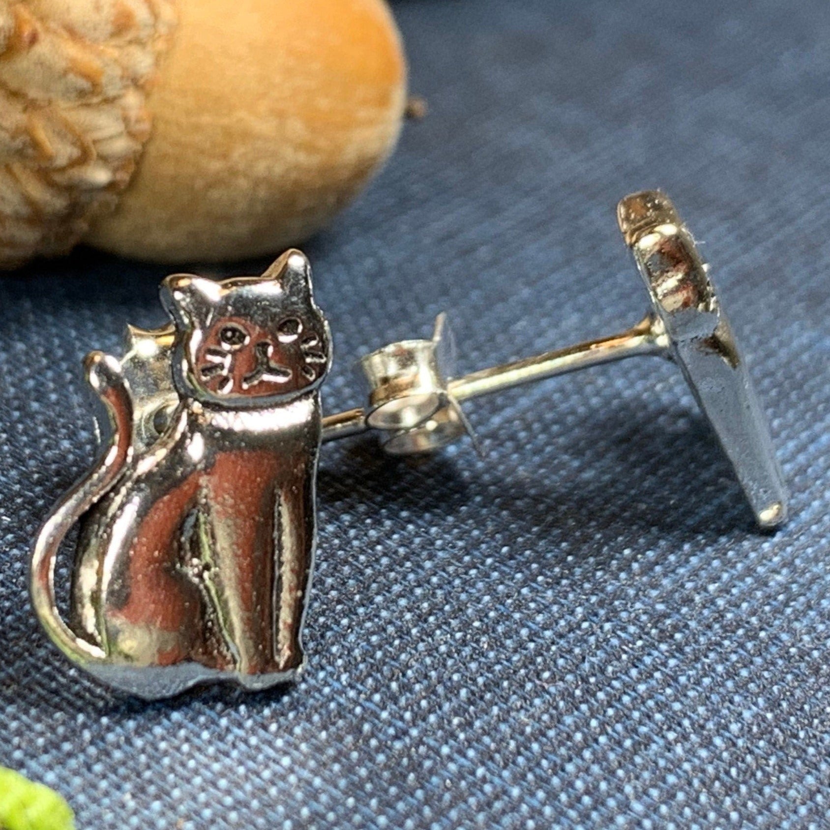 Curious Cat Stud Earrings