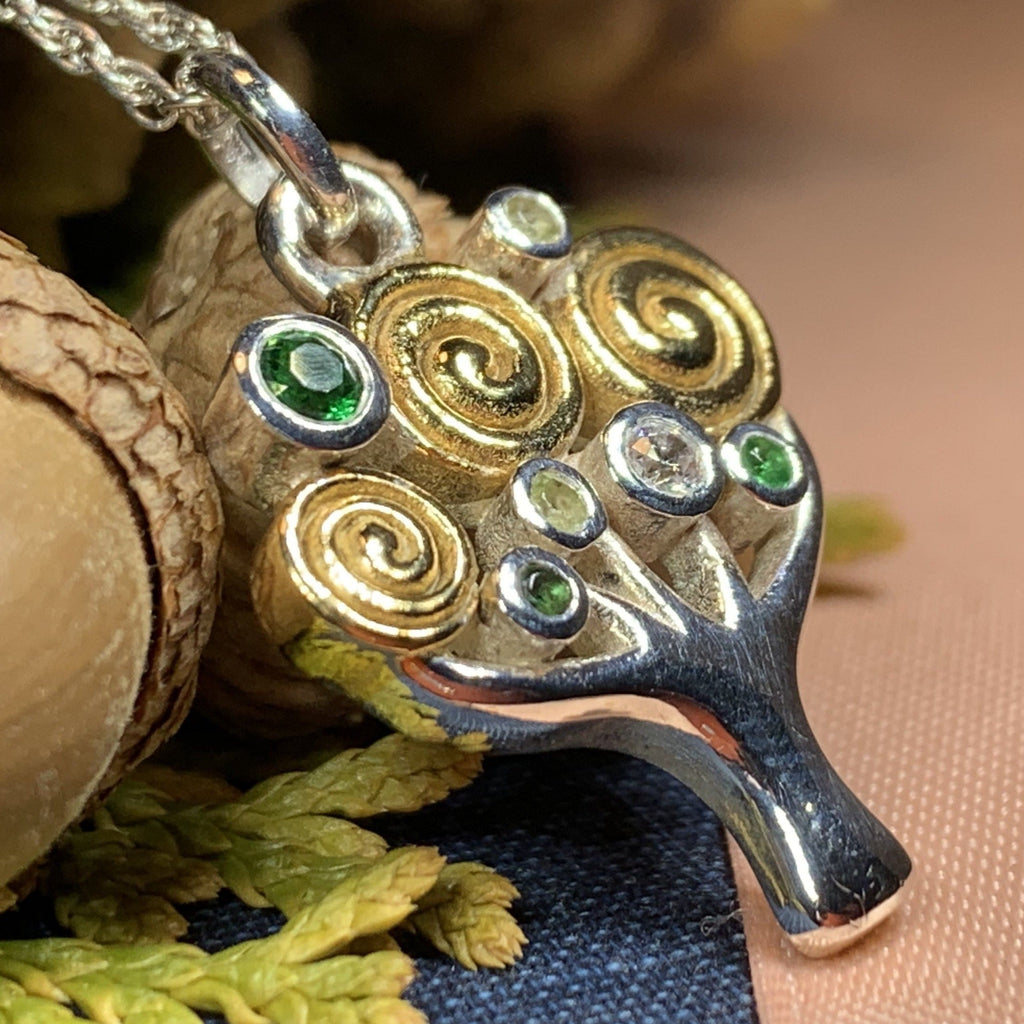 Shades of Green Tree of Life Necklace