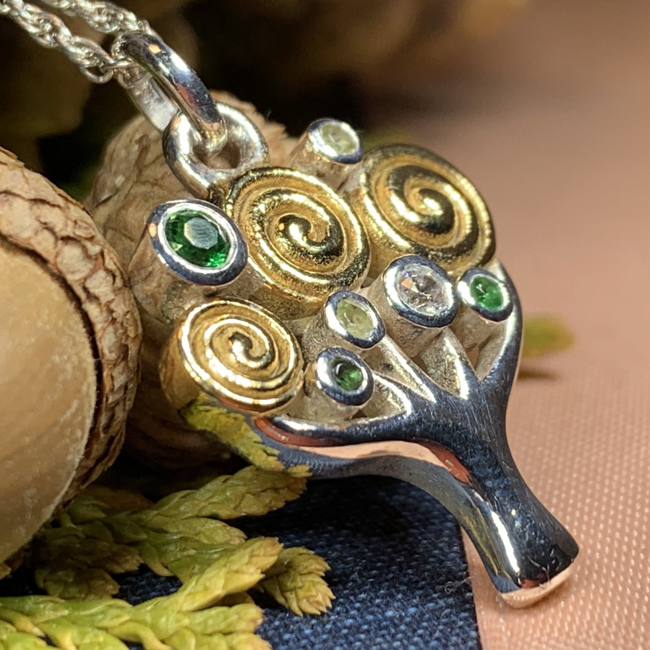 Shades of Green Tree of Life Necklace