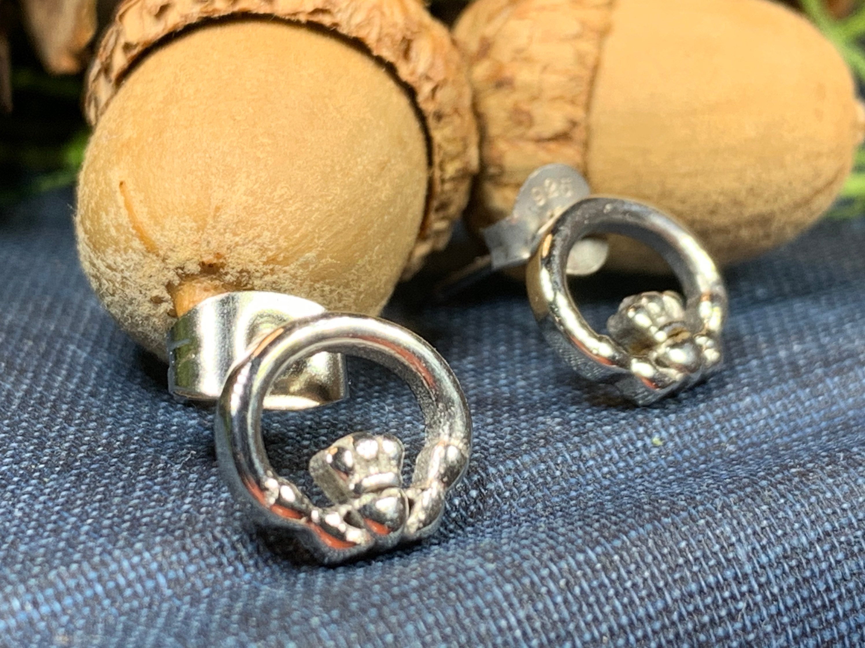 Pewter Claddagh Stud Earrings