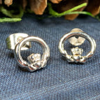 Pewter Claddagh Stud Earrings