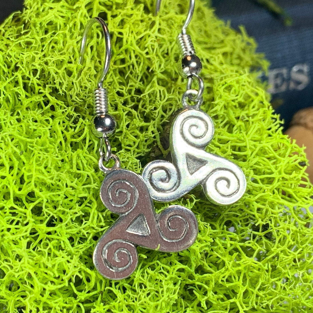 Pewter Triple Spiral Earrings