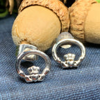 Pewter Claddagh Stud Earrings