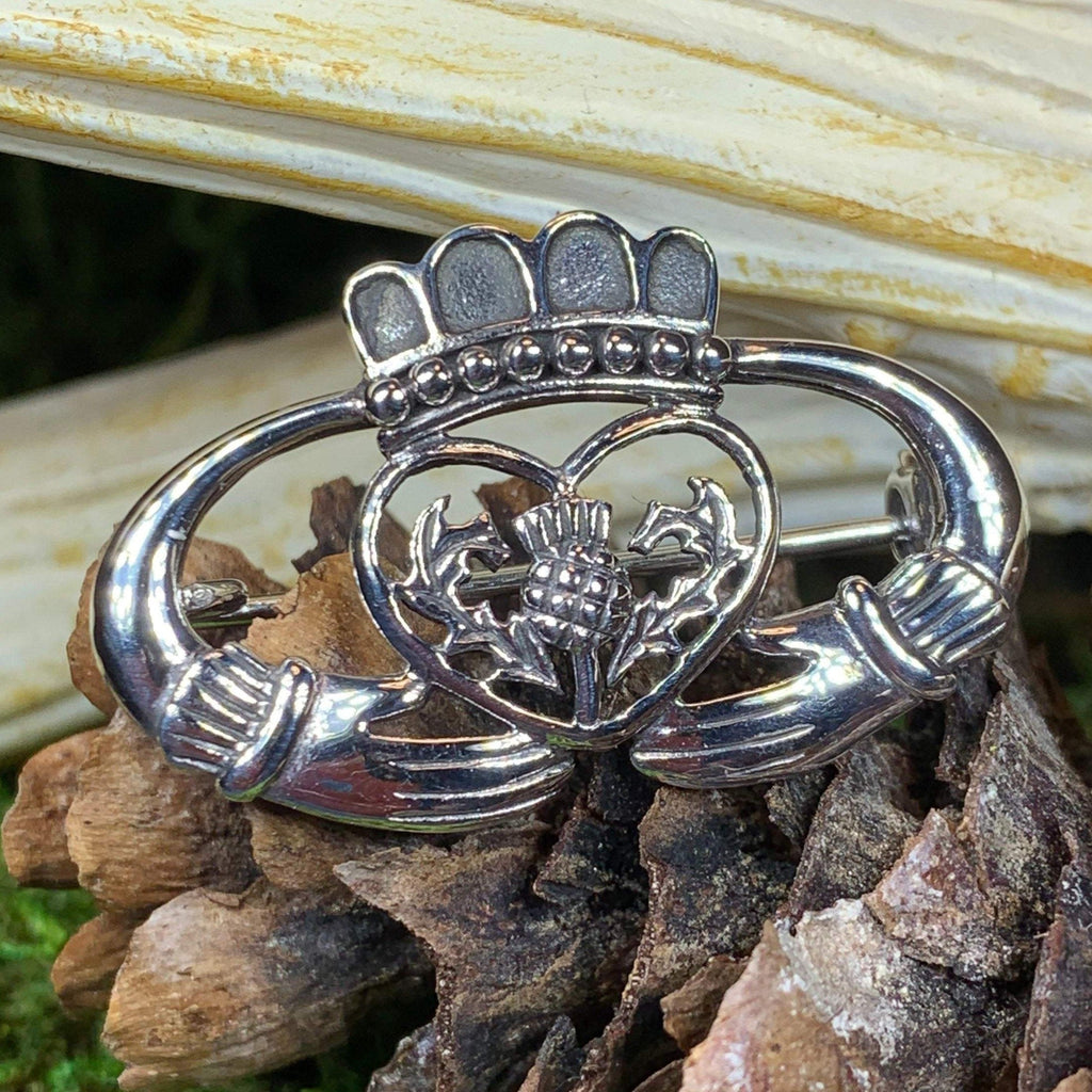 Claddagh Thistle Brooch