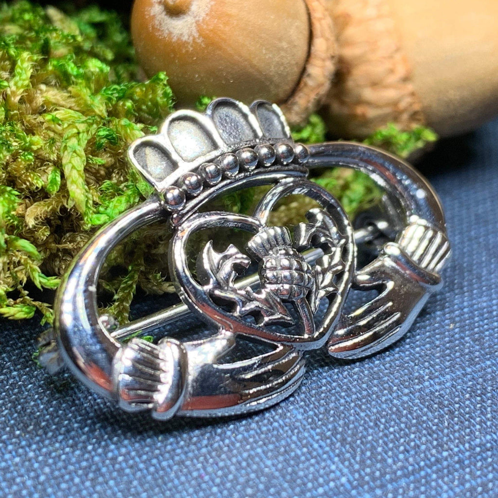 Claddagh Thistle Brooch