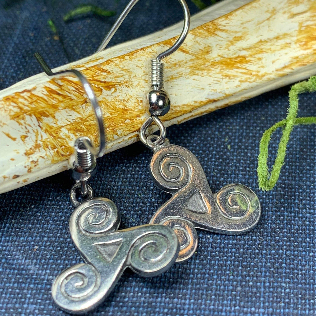 Pewter Triple Spiral Earrings