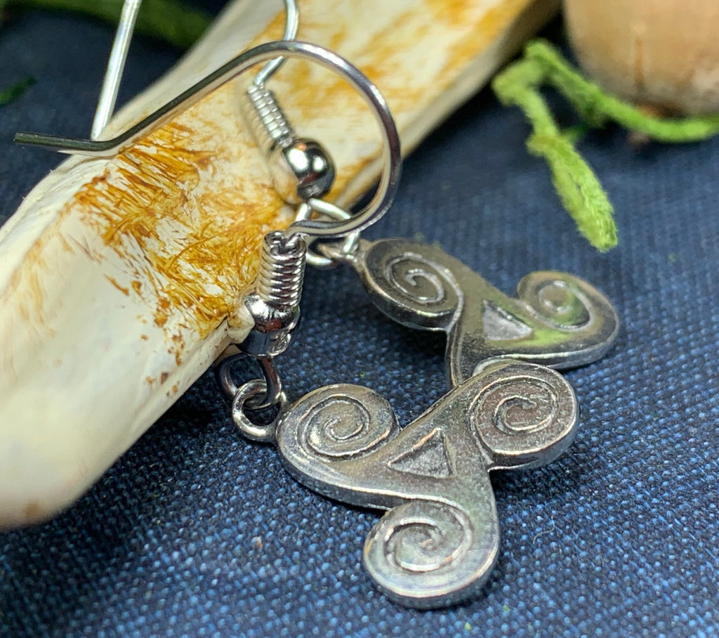 Pewter Triple Spiral Earrings