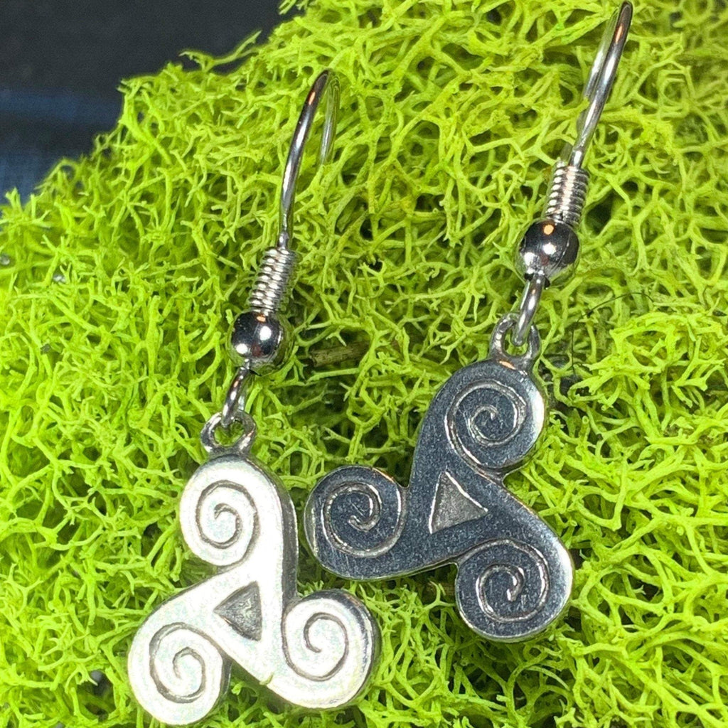 Pewter Triple Spiral Earrings