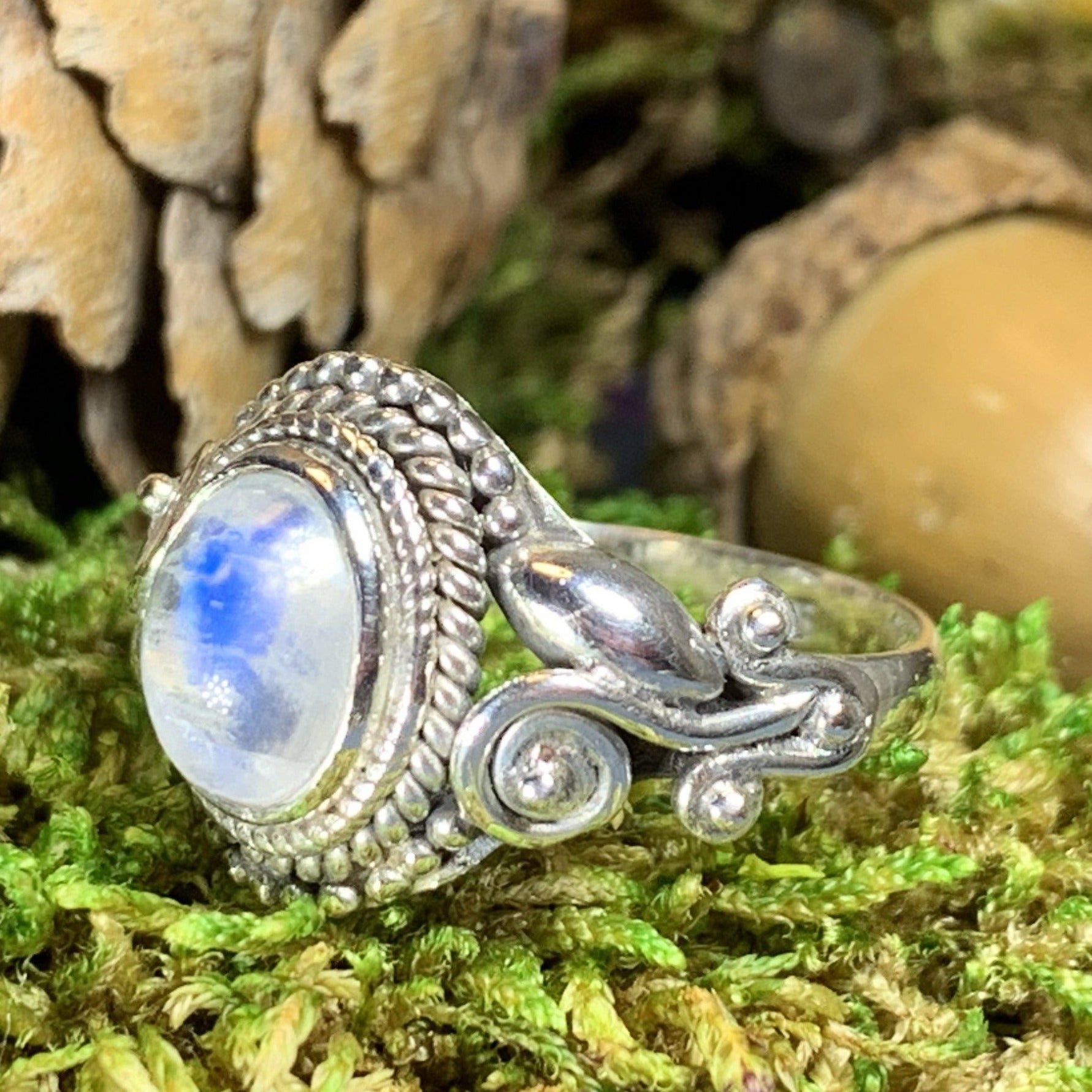 Celtic Vines Moonstone Ring