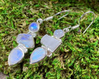Triple Moon Moonstone Earrings
