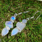 Triple Moon Moonstone Earrings